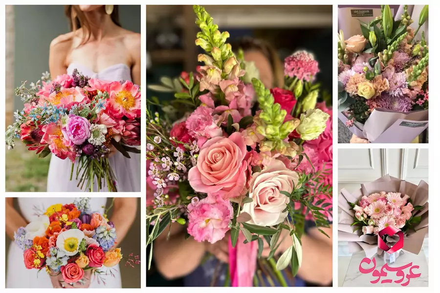 مدل دسته گل رنگارنگ برای عروس